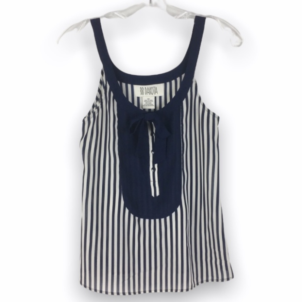 BB Dakota Size XS Extra Small Navy Blue‎ & White Striped Sleeveless Top Shirt